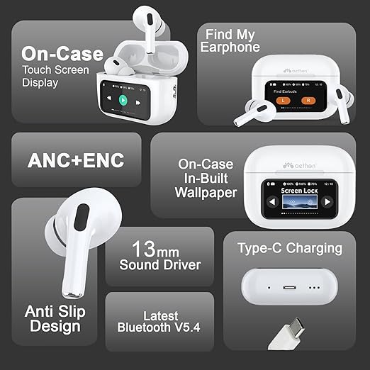 Aethon VisionBuds: Bluetooth 5.4, 32dB ANC, Quad Mic, 13mm Drivers, Fast Type-C Charging